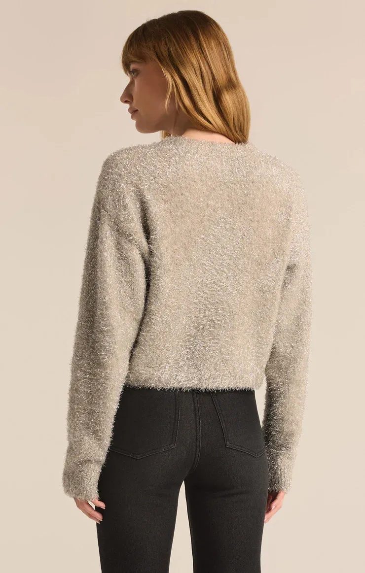 ZSU Tinseltown Champagne Cropped Sweater
